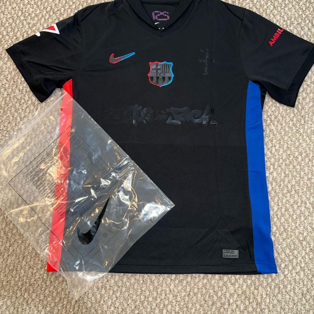 Nike brand new bracelona x travis scott  Black Soccer Jersey